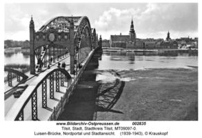 Tilsit, Stadt, Stadtkreis Tilsit   Tilsit, Blick auf die Stadt vom nördlichen Memelufer