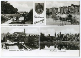 Königsberg (Pr.), Stadtkreis Königsberg  Königsberg (Pr.), Schlageterhaus, Lastadie, Blick zum Dom, Schloß - 4Aufnahmen Königsberg, Schloßteich