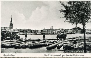 Tilsit, Stadt, Stadtkreis Tilsit  Tilsit,Stadt, Ortsansicht von Übermemel aus bei Hochwasser III 