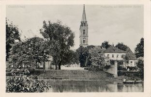 Gumbinnen, Stadt, Kreis Gumbinnen Kirchenplatz Gumbinnen, Flußpartie mit Altstädtischer Kirche IV 