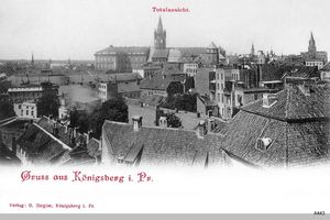 Königsberg (Pr.), Stadtkreis Königsberg  Königsberg, Blick über die Dächer zum Schloß Königsberg, Schloß