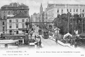 Königsberg (Pr.), Stadtkreis Königsberg Kneiph. Langgasse Königsberg, Blick von Grüner Brücke auf Kneiphöfische Langgasse Königsberg, Preußischer Hof