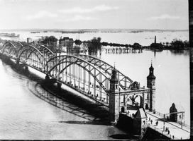 Tilsit, Stadt, Stadtkreis Tilsit  Tilsit, Königin-Luise-Brücke bei Hochwasser Tilsit, Luisen-Brücke