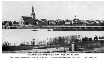 Tilsit, Stadt, Stadtkreis Tilsit   Tilsit, Blick auf die Stadt vom nördlichen Memelufer