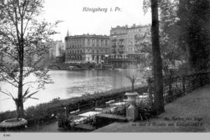 Königsberg (Pr.), Stadtkreis Königsberg Hintertragheim Königsberg, Im Garten der Loge zu den 3 Kronen mit Schloßteichblick Königsberg, Schloßteich