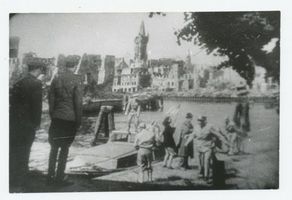Königsberg (Pr.), Stadtkreis Königsberg  Königsberg,Holzbrücke,  Dreharbeiten zu einem Film ???? 