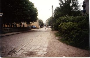 Tilsit, Stadt, Stadtkreis Tilsit Fabrikstraße Tilsit (Советск), Ehemalige Fabrikstraße, von der Langgasse aus gesehen 