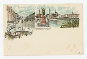 Tilsit, Stadt, Stadtkreis Tilsit  Tilsit, Deutsche Straße, Schenkendorf-Denkmal, Kai-Anlagen Tilsit, Potpourri-Ansichtskarten