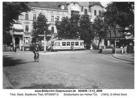 Tilsit, Stadt, Stadtkreis Tilsit Am Hohen Tor   Straßenbahn, Bus und elektrische Bahn nach Miekiten