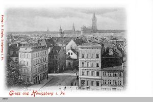 Königsberg (Pr.), Stadtkreis Königsberg Schmiedestraße Königsberg, Blick auf Schmiedestraße und Schloß Königsberg, Schloß