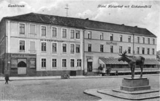 Gumbinnen, Stadt, Kreis Gumbinnen Magazinplatz 1 Gumbinnen, Hotel Kaiserhof und Elch III 