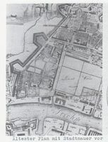 Königsberg (Pr.), Stadtkreis Königsberg Oberlaak Königsberg, Oberlaak, Union-Giesserei, ältester Plan mit Stadtmauer Königsberg, Union-Giesserei