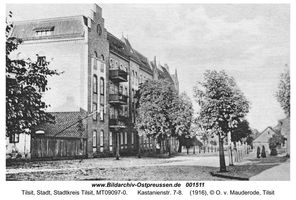 Tilsit, Stadt, Stadtkreis Tilsit Kastanienstraße 7-8  Tilsit, Bereich östlich des Schloßmühlenteiches, Ballgarden, südl. Ragniter Str., Talstr., westl. Moritzhöher Str., nördl. Sommerstr.