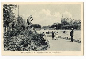 Königsberg (Pr.), Stadtkreis Königsberg Schlossteichpromenade Königsberg (Pr.), Bogenschütze am Schloßteich Königsberg, Schloßteichbrücke