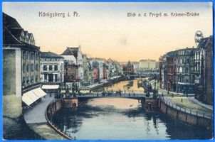 Königsberg (Pr.), Stadtkreis Königsberg  Königsberg, Blick auf den Pregel mit Krämerbrücke Königsberg, Pregel