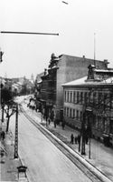 Tilsit, Stadt, Stadtkreis Tilsit Hohe Straße Tilsit, Hohe Straße, Blick zur Post und Richtung Christuskirche Tilsit, Post