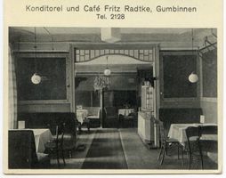 Gumbinnen, Stadt, Kreis Gumbinnen Königsplatz Gumbinnen, Konditorei und Cafe Fritz Radtke, Innen 