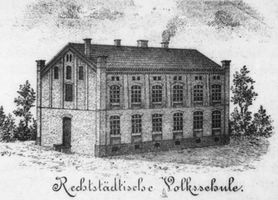 Tilsit, Stadt, Stadtkreis Tilsit Bleichstraße 4 Tilsit, Bleichstr. 4, Rechtstädtische Volksschule II (Zeichnung) Tilsit, Schulen