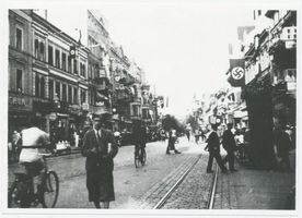 Tilsit, Stadt, Stadtkreis Tilsit Hohe Straße Tilsit, Hohe Straße, buntes Treiben auf der  Hohen  