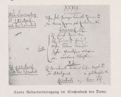 Königsberg (Pr.), Stadtkreis Königsberg  Königsberg (Pr.), Kant-Erinnerungen, Geburtseintragung im Kirchenbuch des Domes 