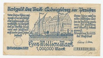 Königsberg (Pr.), Stadtkreis Königsberg  Königsberg, Notgeld der Stadt Königsberg, 1.000000 Mark Königsberg, Notgeld