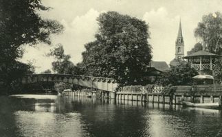 Gumbinnen, Stadt, Kreis Gumbinnen  Gumbinnen, Flusspartie mit Carl-Brandt-Brücke IV 