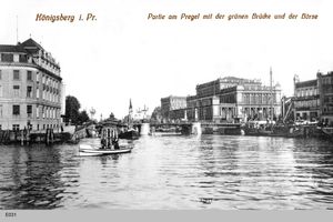 Königsberg (Pr.), Stadtkreis Königsberg  Königsberg, Partie am Pregel mit Grüner Brücke und Börse I 