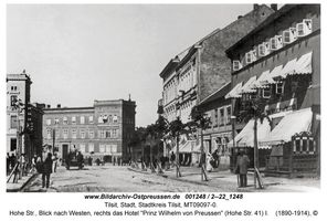 Tilsit, Stadt, Stadtkreis Tilsit Hohe Straße  Tilsit, Hohe Str. vom Hohen Tor zur Langgasse, nördlicher Teil (Nr. 33-44)