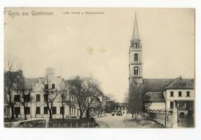 Gumbinnen, Stadt, Kreis Gumbinnen Kirchenplatz Gumbinnen, Luth. Kirche und Meisterschule 