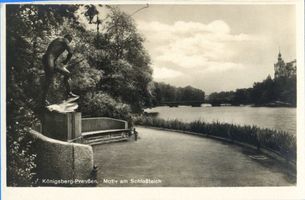Königsberg (Pr.), Stadtkreis Königsberg  Königsberg (Pr.), Bogenschütze am Schloßteich II Königsberg, Schloßteichbrücke