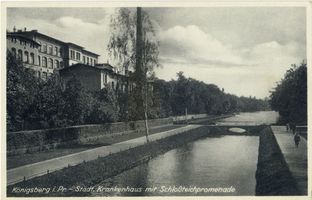 Königsberg (Pr.), Stadtkreis Königsberg  Königsberg (Pr.), Städtisches Krankenhaus mit Schloßteichpromenade Königsberg, Schloßteich