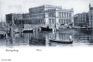 Königsberg (Pr.), Stadtkreis Königsberg  Königsberg, Börse, Pregel und Boot Königsberg, Börse am Pregel