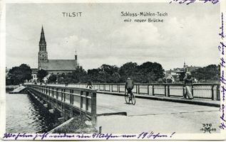 Tilsit, Stadt, Stadtkreis Tilsit  Tilsit, Stadt, Schlossmühlenteich mit Teichbrücke V 