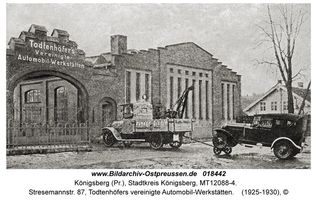 Königsberg (Pr.), Stadtkreis Königsberg General-Litzmann-Straße (fr. Fuchsberger Chaussee/Allee bzw. Stresemannstraße) 87  Königsberg, Stadtteil Mittelhufen