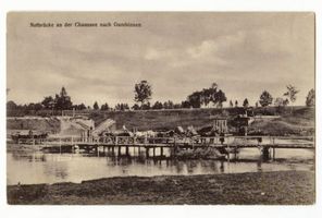Gumbinnen, Stadt, Kreis Gumbinnen  Gumbinnen, Notbrücke an der Chaussee nach Gumbinnen Gumbinnen, 1. Weltkrieg