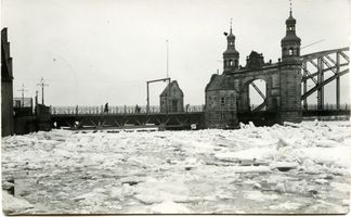 Tilsit, Stadt, Stadtkreis Tilsit  Tilsit,Stadt, Luisen-Brücke, Eisgang auf der Memel V 