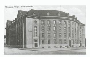 Königsberg (Pr.), Stadtkreis Königsberg Kniprodestraße Königsberg, Kniprodestraße, Postscheckamt Königsberg, Postamt