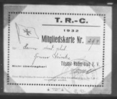 Tilsit, Stadt, Stadtkreis Tilsit  Tilsit, Mitgliedskarte  Nr.294 des Tilsiter Ruder-Clubs e.V. 