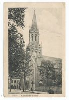 Tilsit, Stadt, Stadtkreis Tilsit Wasserstraße Tilsit, Wasserstraße, Blick von der Teichbrücke zur Katholischen Kirche III 