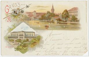 Königsberg (Pr.), Stadtkreis Königsberg  Königsberg, Universität und Schloßteich, Lithographie Königsberg, Universität