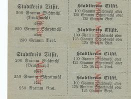 Tilsit, Stadt, Stadtkreis Tilsit  Tilsit, Brotkarte des Stadtkreises Tilsit von 1915 