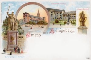 Königsberg (Pr.), Stadtkreis Königsberg  Königsberg, Schmuckkarte mit Schloß und Kaiser Wilhelm Denkmal Königsberg, Schloß