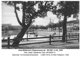 Tilsit, Stadt, Stadtkreis Tilsit Dammstraße  Tilsit, nördliches und westliches Schloßmühlenteich-Ufer